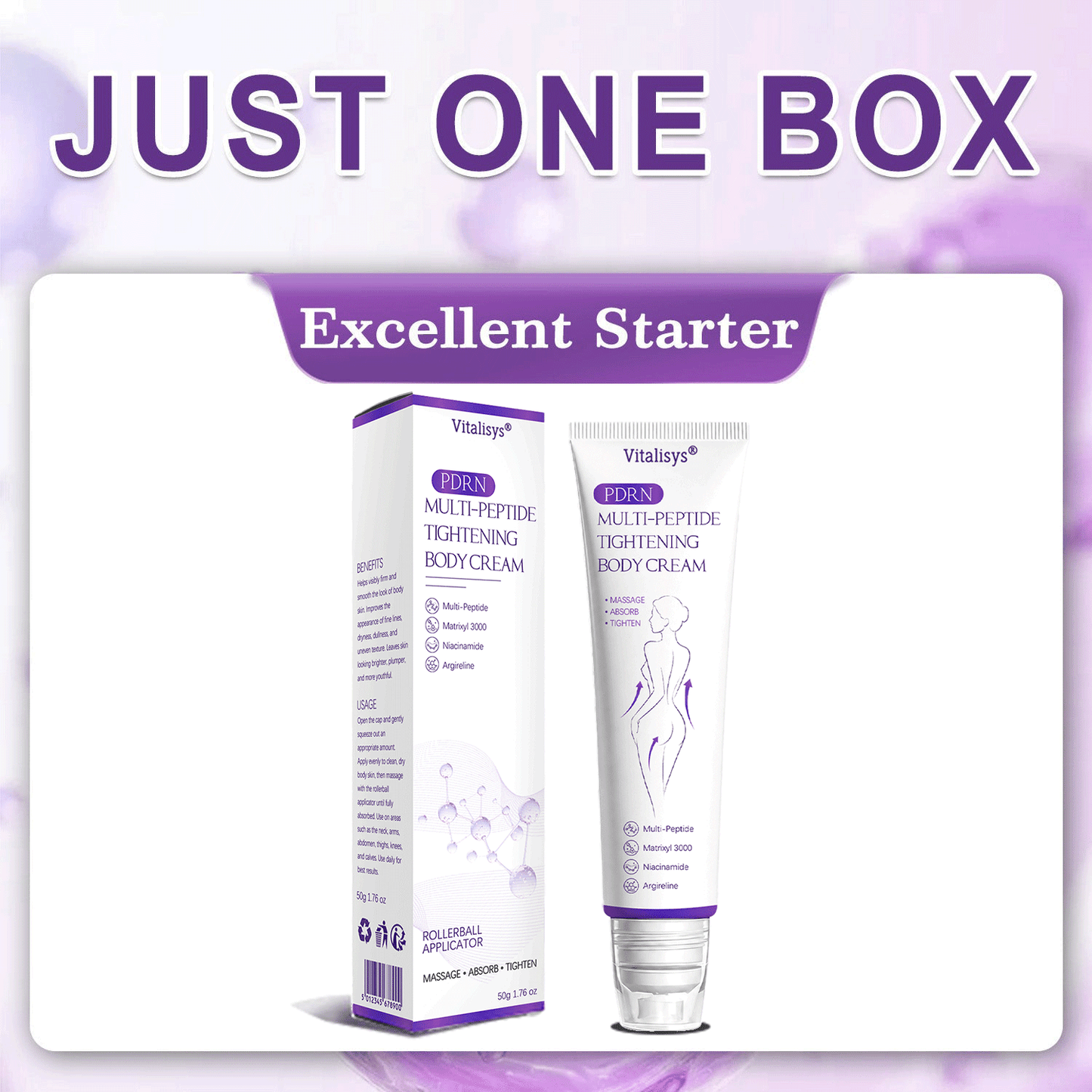 💎Vitalisys® PDRN Multi-Peptide Massaging Body Roller Cream- Anti-aging, Hydrating, Skin Firming & Lifting, Skin Repair, Even Tone, Acne and Dark Spot Treatment, Wart and Mole Removal, and Psoriasis Relief.