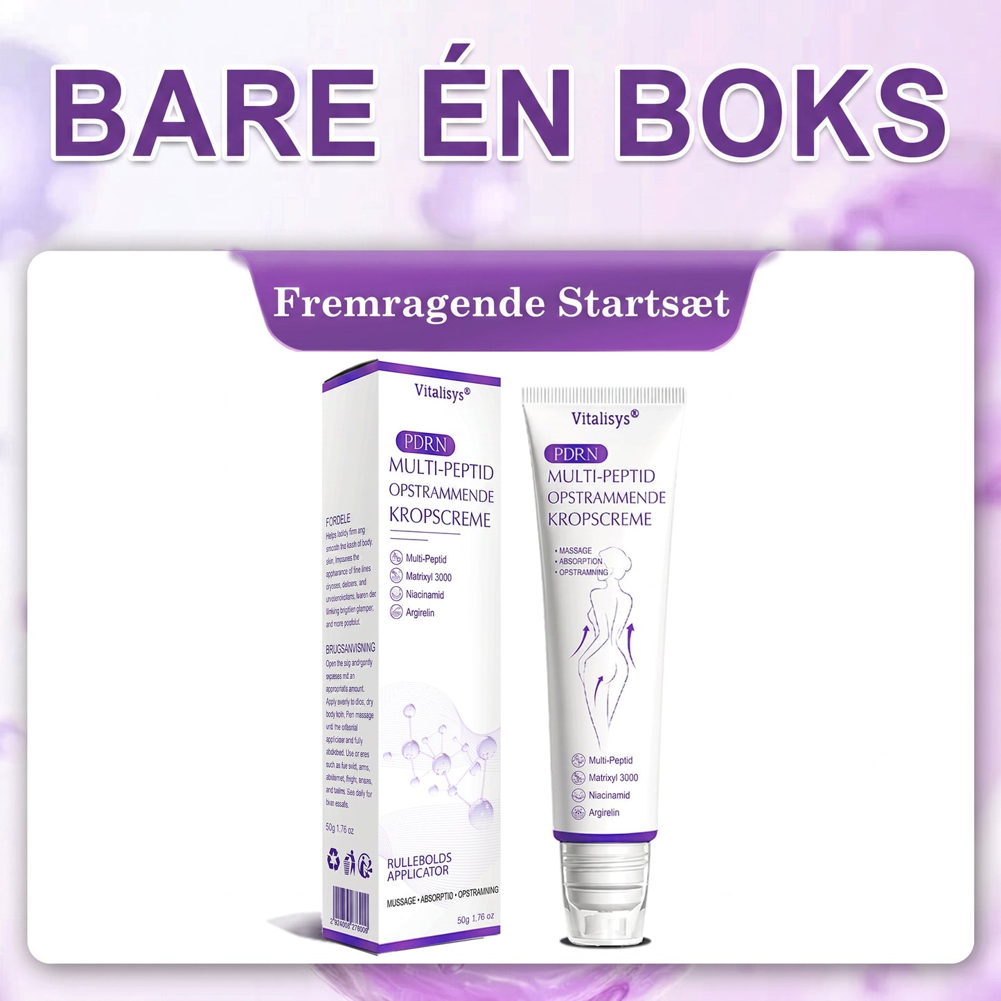 💎 Vitalisys ® PDRN Multi-Peptid Massage Kropsrullecreme - Anti-aldring, fugtgivende, hudstramning og løft, genopretter hudens tilstand, jævner hudtonen, behandling af akne og mørke pletter, fjerner vorter samt lindrer mod rødme og psoriasis.